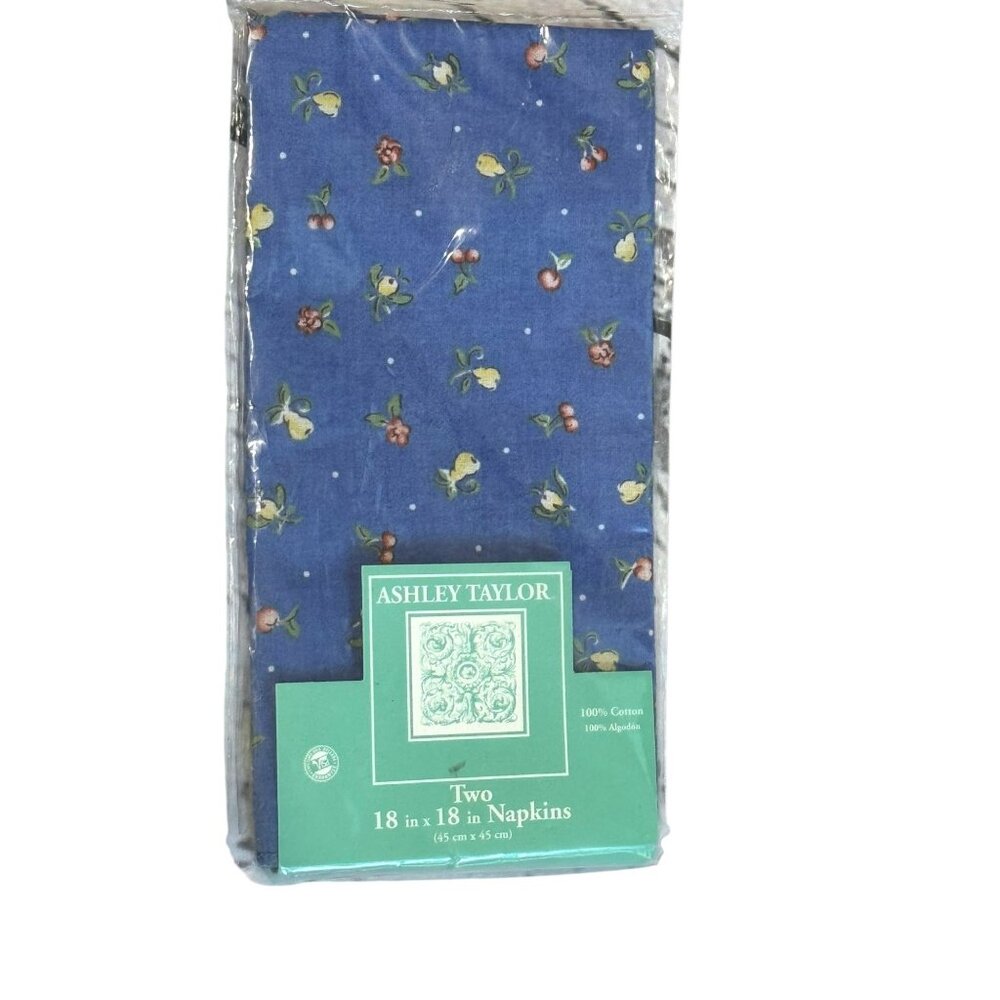 Ashley Taylor Floral Napkins 18x18 Blue Red Yellow Summer Decor